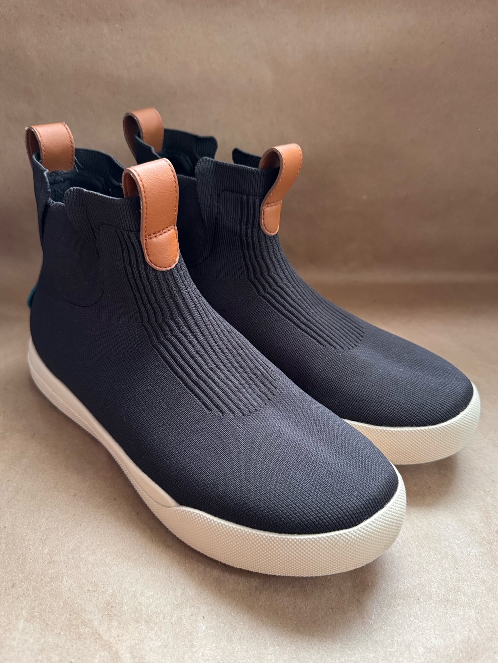 Vessi Chelsea High Top in Asphalt Black and Off White. Size 10
